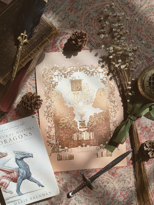 Book Dragon fine art print vintage