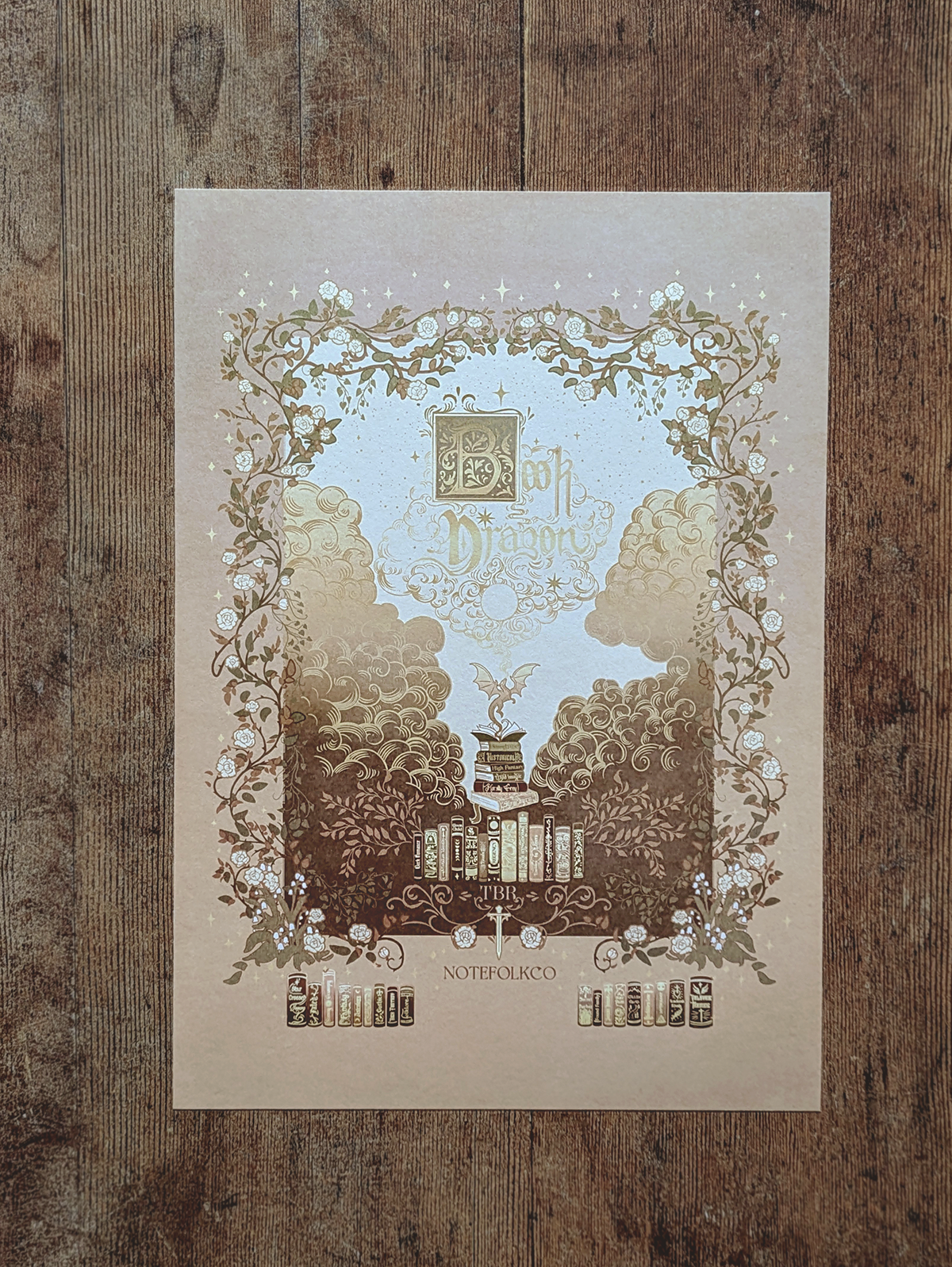Book Dragon fine art print vintage